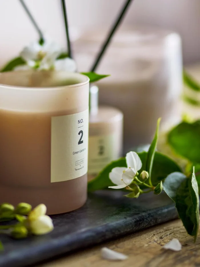 NO. 2 - Green Gardenia Duftlys, Rosa, Naturlig Voks - Image 4