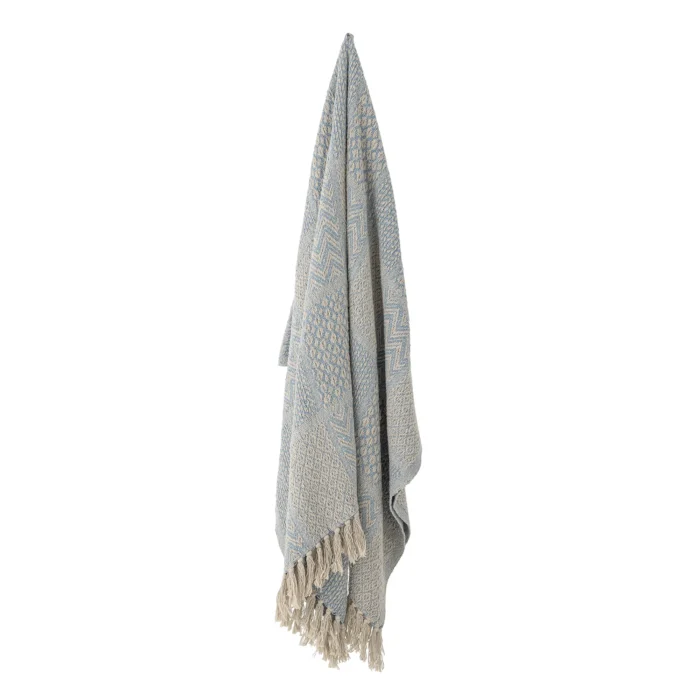 Rodion Plaid, Blå, Genanvendt Bomuld - Image 4