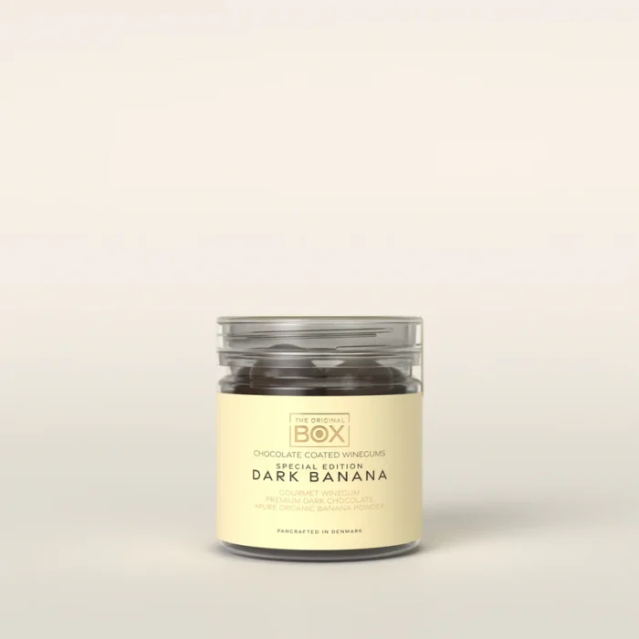 The orginal box Tube 7 small - Dark Chocolate Banana 115 g.