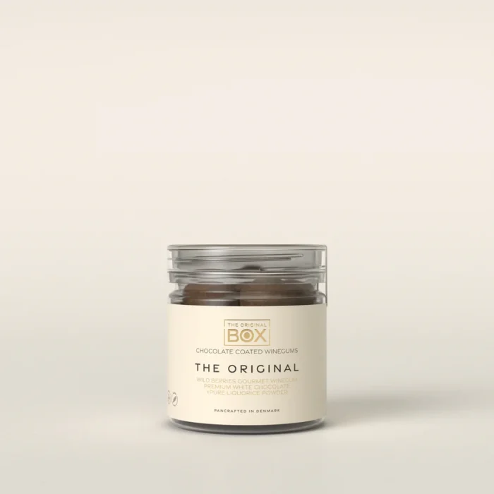 The orginal box Tube 1 small - Wild Berries, White Chocolate Pure Liquorice Powder 115 g.