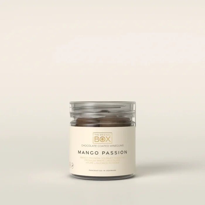 The orginal box Tube 6 small - White Chocolate Mango Passion 115 g.
