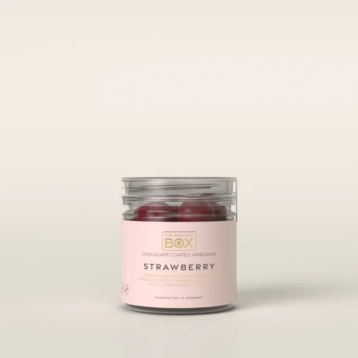 The orginal box Tube 2 small - White Caramel Chocolate Pure Strawberry 115 g.