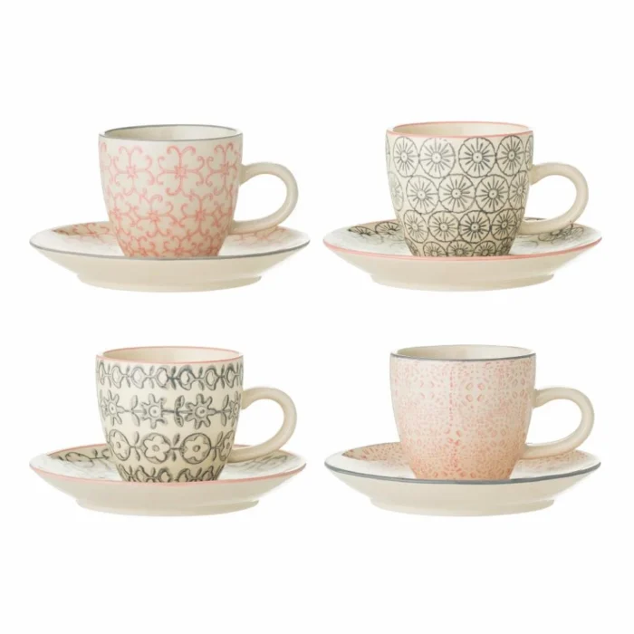 Cécile Espresso Kop m/Underkop, Rosa, Stentøj, assorteret