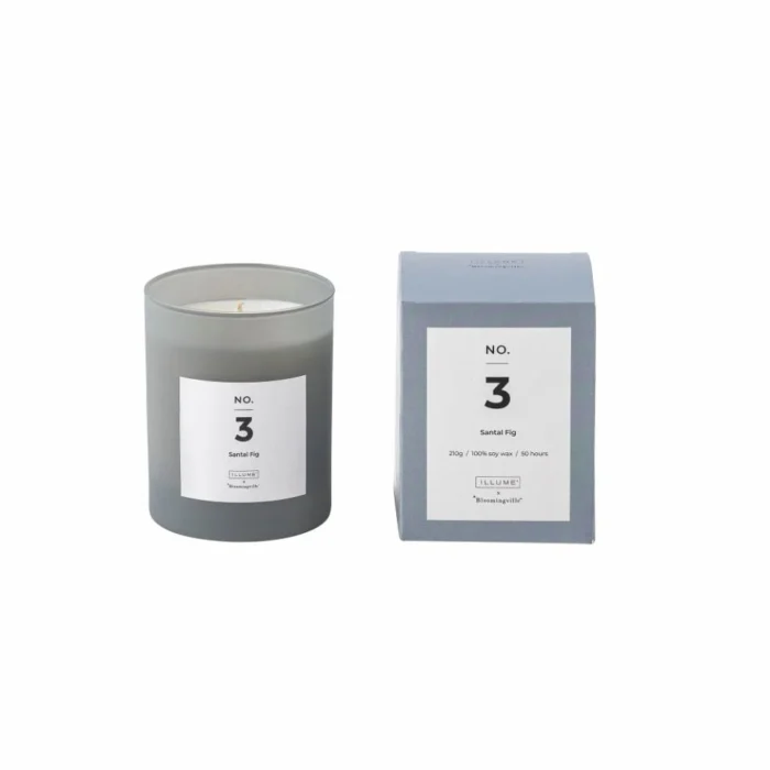 NO. 3 - Santal Fig Duftlys, Blå, Naturlig Voks