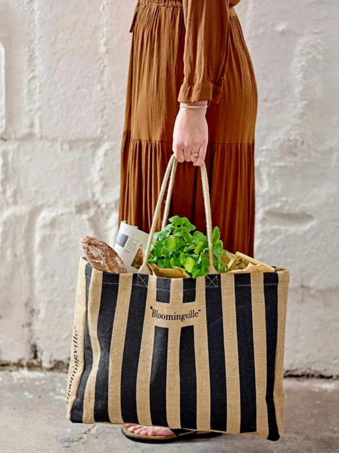 Bergamo Indkøbspose, Sort, Jute - Image 3