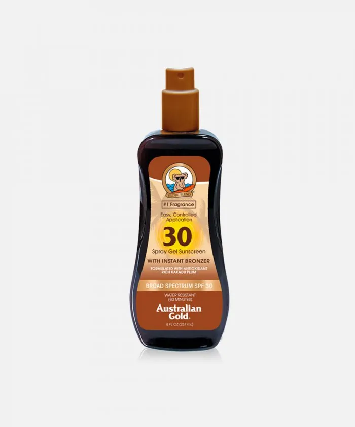 Solcreme Lotion med Spray, SPF 30 m/Bronzer